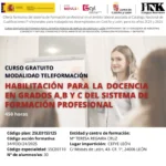 CURSO ONLINE GRATIS EN LEÓN: HABILITACIÓN PARA LA DOCENCIA EN GRADOS A,B Y C DEL SISTEMA DE FORMACIÓN PROFESIONAL