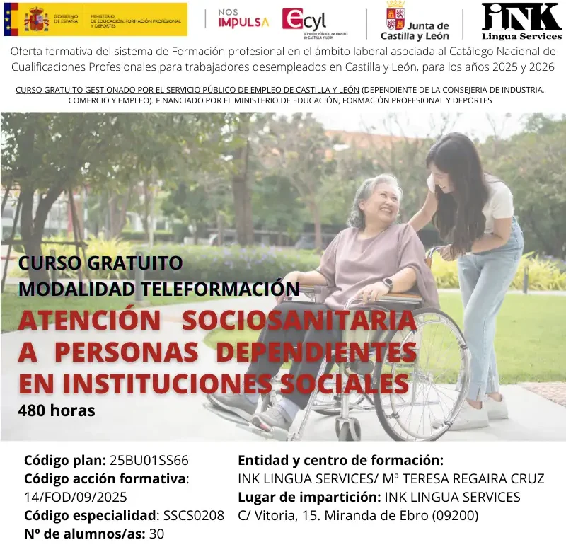 CURSO ONLINE GRATIS: ATENCIÓN SOCIOSANITARIA A PERSONAS DEPENDIENTES EN INSTITUCIONES SOCIALES.